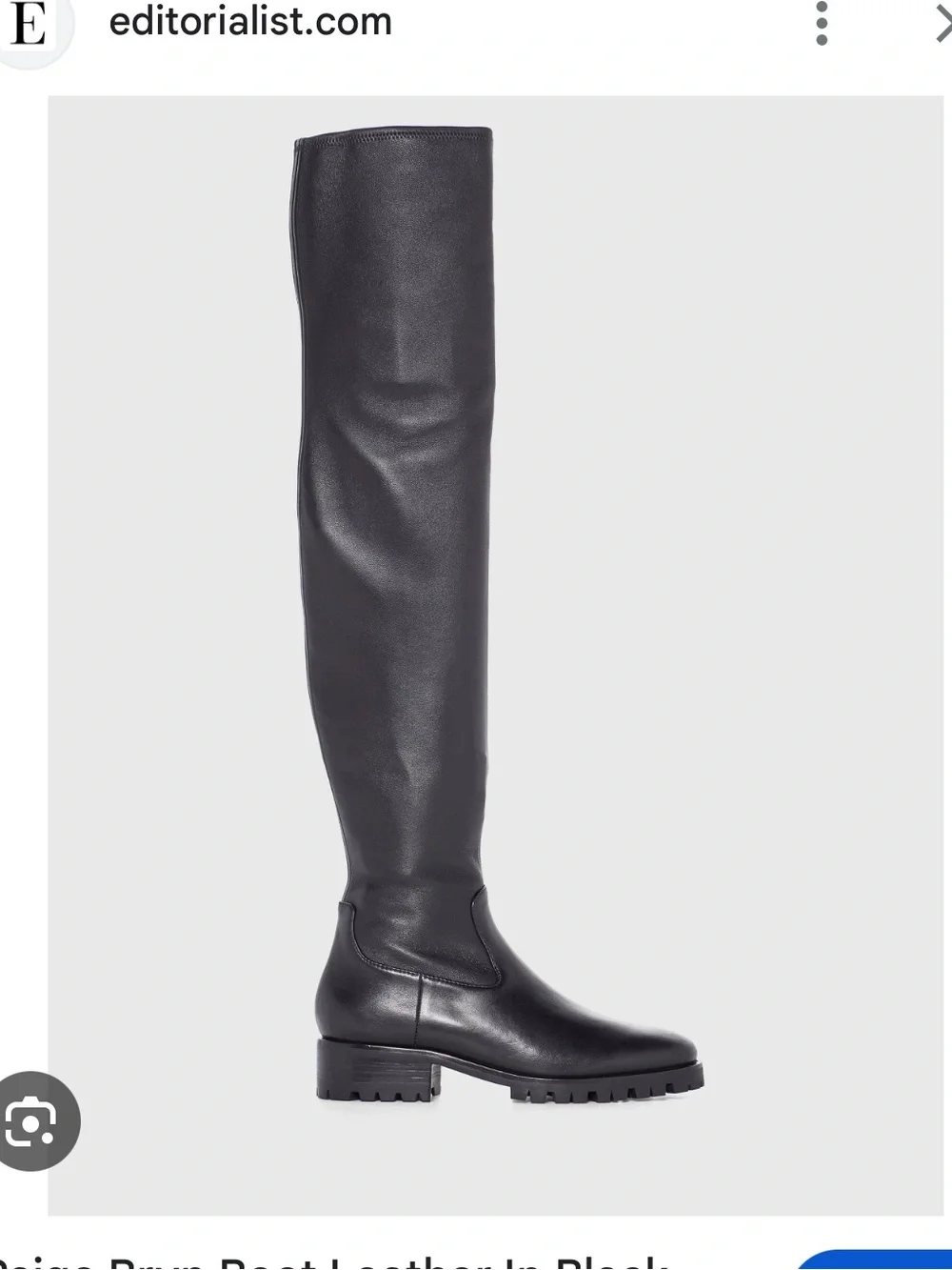 NWT PAIGE Bryn Black Over-the-Knee Leather Lug-Sole Boots 7.5